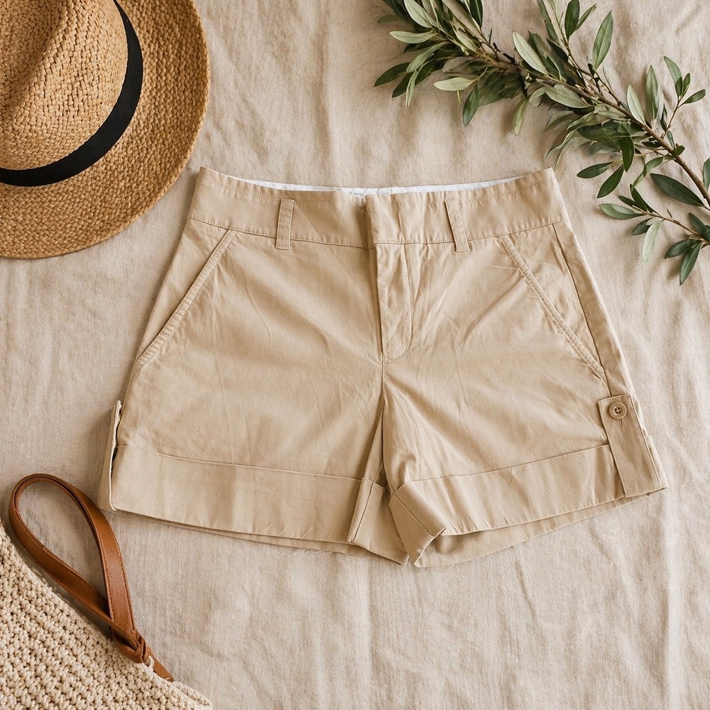Vince Light Beige Tailored Cotton Bermuda Shorts
